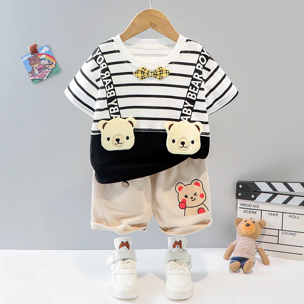 Baby Clothes Boy Girl Summer Set striped print T-shirt + Pants 1 2 3 4 Years Costume Toddler Kids Clothing Short Sleeve 2PCs Baby Clothing Set luxury