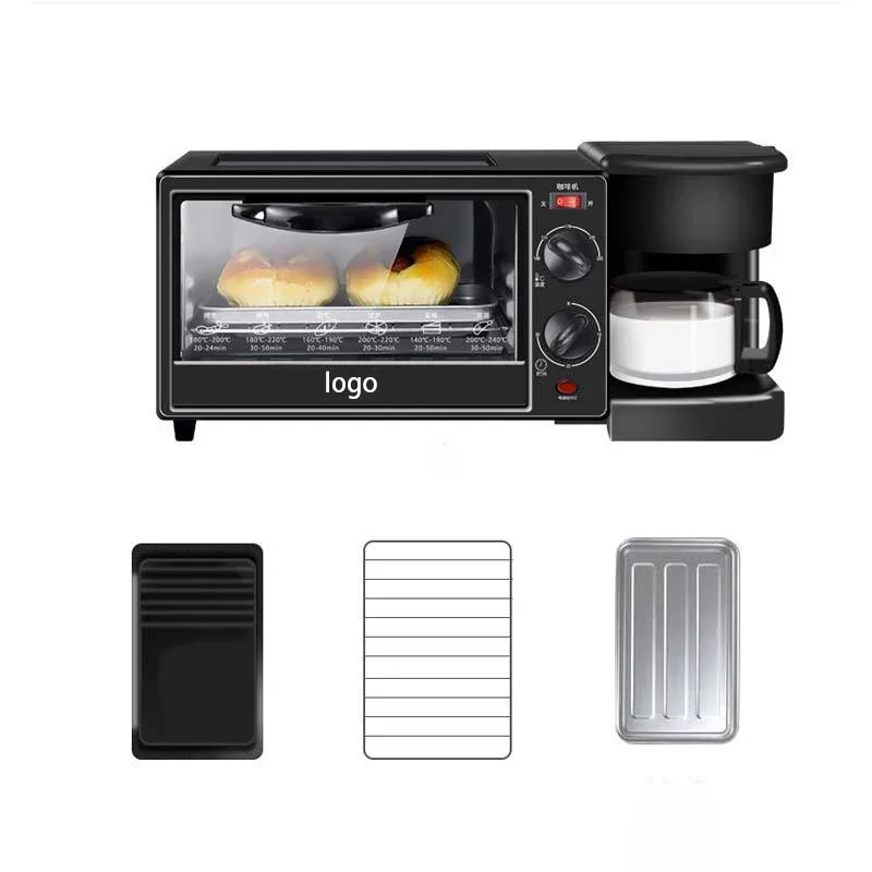 3 In 1 Breakfast Makers Set Accessories Toaster Coffee Pot Oven Glass Frying Pan Breakfast Maker Machine 4