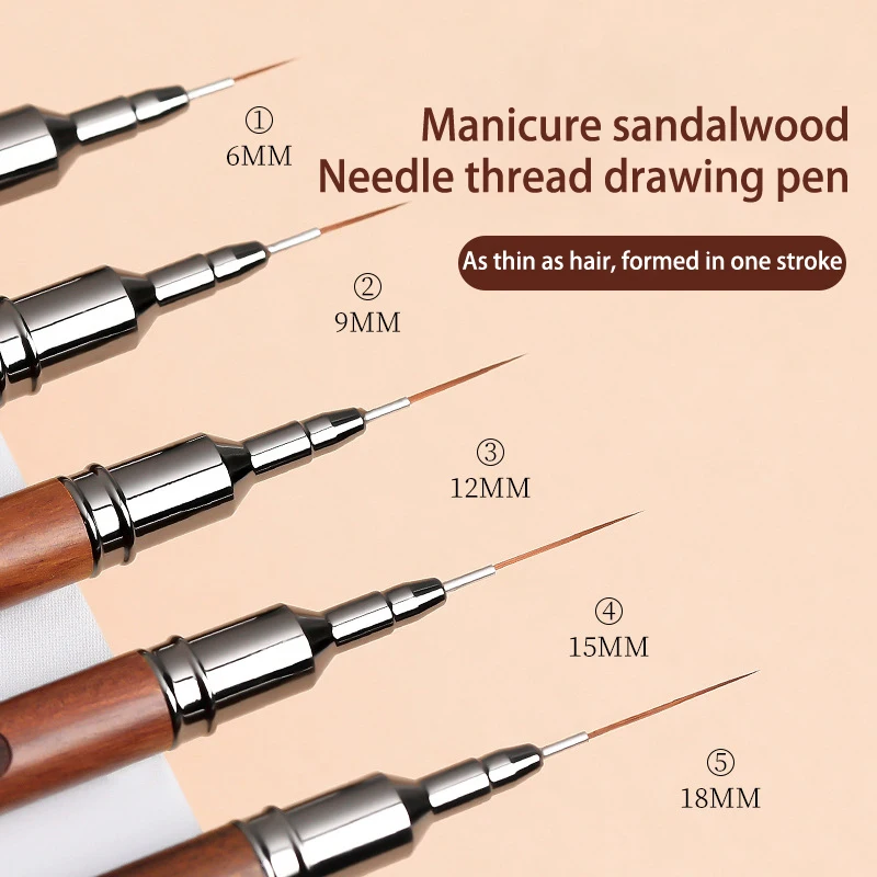 Sandalwood Extremely Fine Nail Design Line Pen Nail Construction Painting Brush Uv Gel Extension Drawing Carving Pen Diy 3