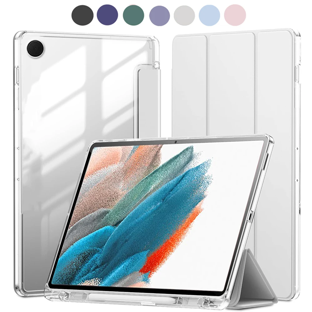 Crystal Clear Tablet Case with Pencil Holder - Hybrid Transparent Protective Cover
