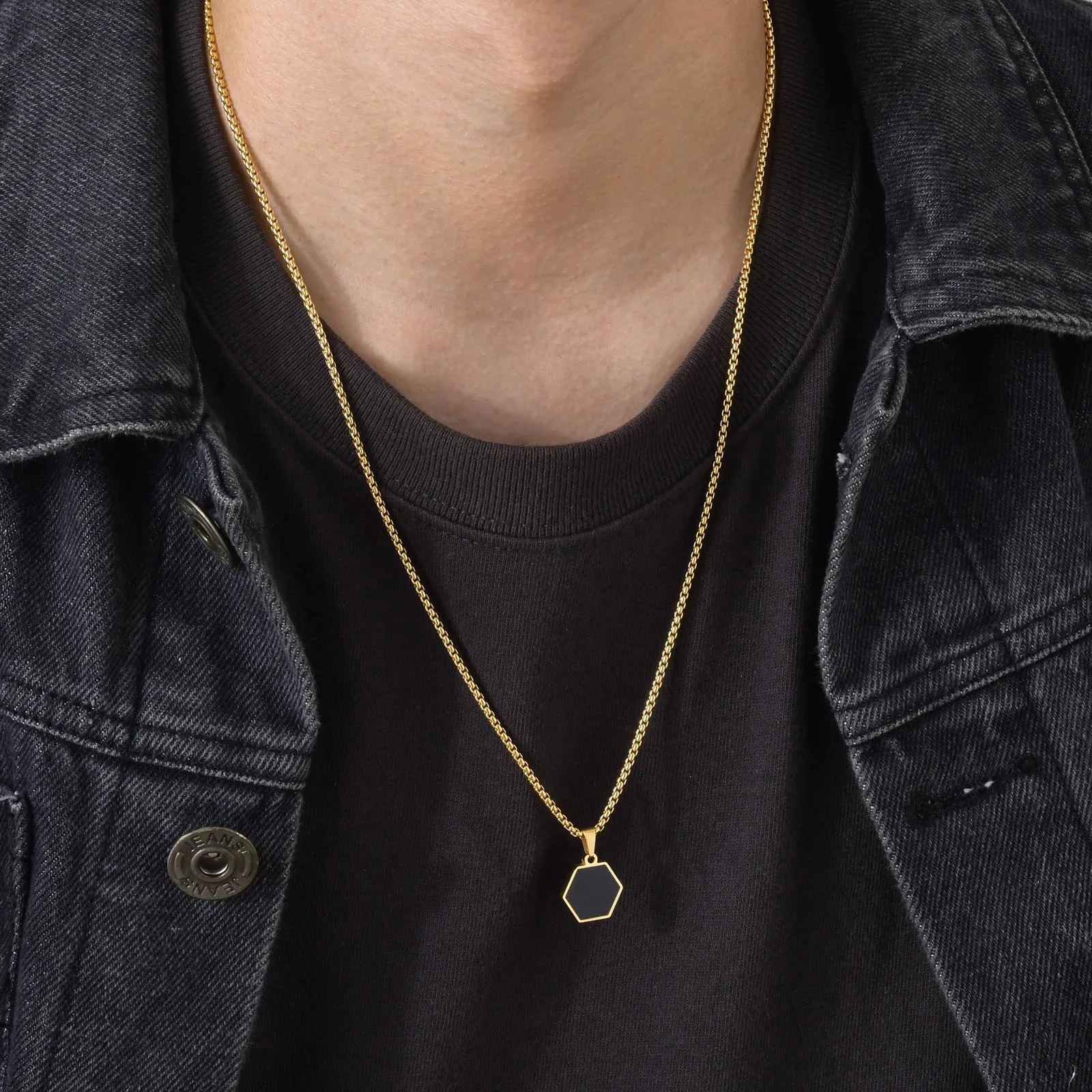 Black Gold Zipper Pendant Necklace