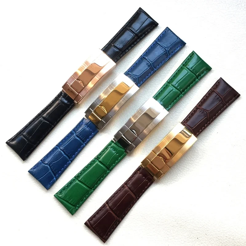 Watch Bands For Rolex SUBMARINER Yacht-Master DAYTONA GMT Crocodile Grain Leather Men Strap Watch Accessories  20mm
