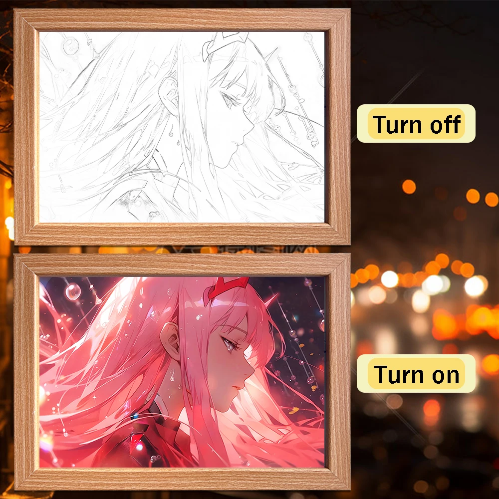 LED Illuminated Anime Frame featuring League of Legends' Jinx – Unique Bedroom Decor & Perfect Gift