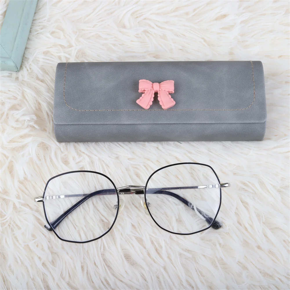 Cute Bow PU Leather Glasses Case Portable Men Women Sunglasses Myopia Presbyopia Storage Box Eyewear Eyeglasses Protector Holder