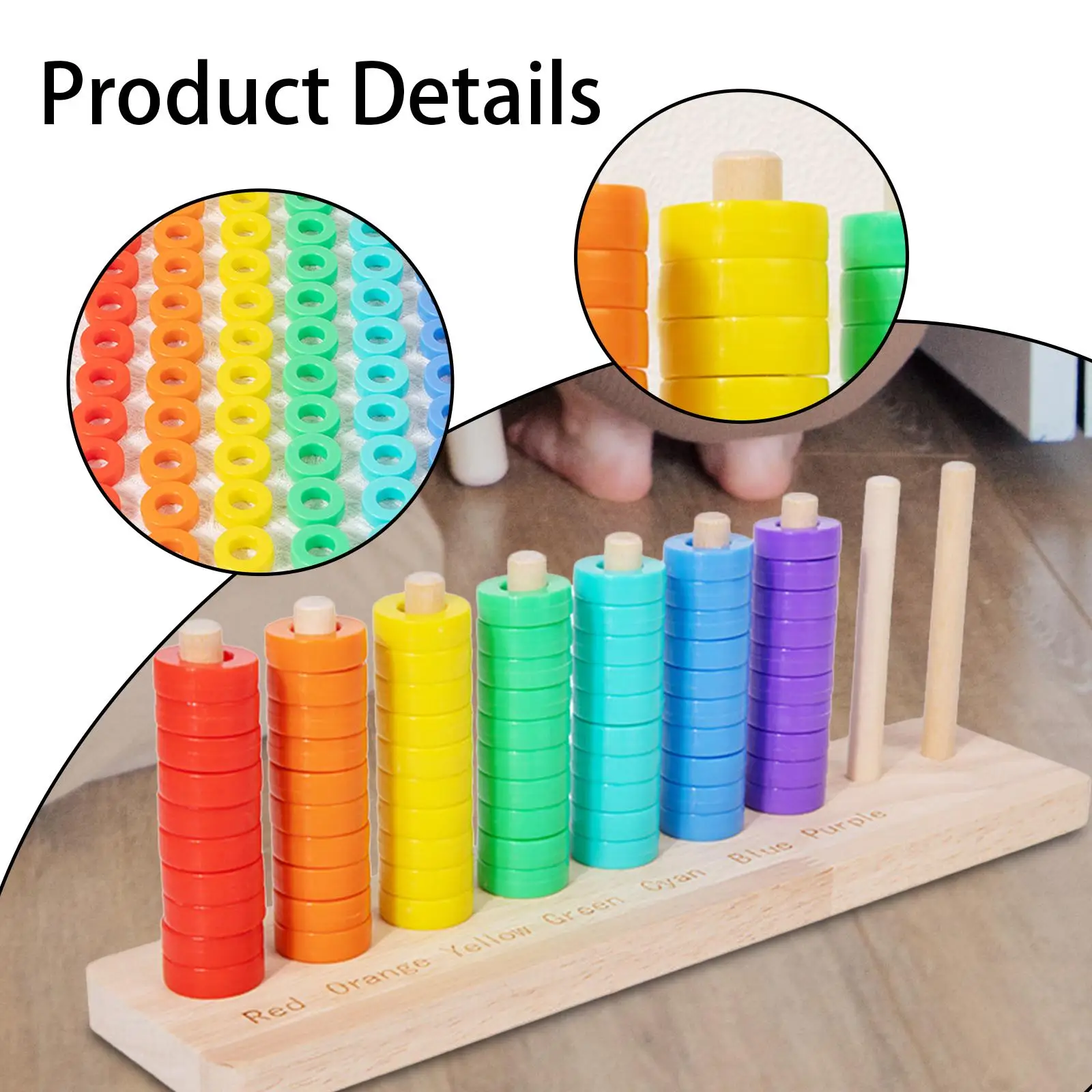 Wooden Color Sorting Stacking Toys Educational for 1 2 3 Year Old Kids Gift Wooden Color Sorting Stacking Toys Educational for 1 2 3 Year Old Kids Gift