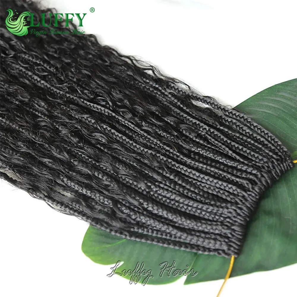 Human Hair Crochet Boho Box Braids With Human Hair Curls Synthetic Braid With Human Hair Curls Braiding Hair Extensions