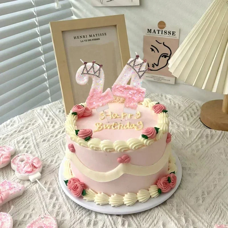 Pink Crown Birthday Candle - Adorable Number Candle for Cake Topper Celebrations