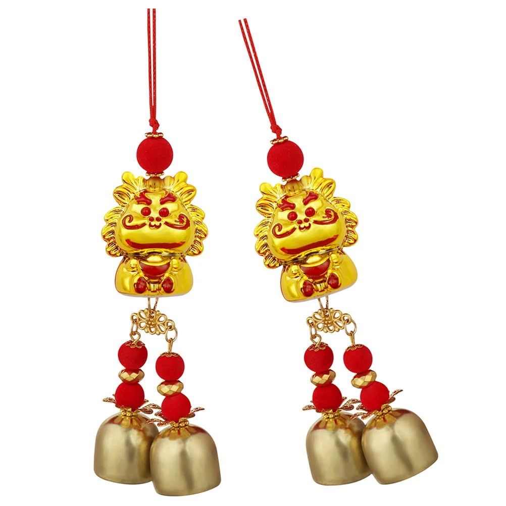

2 Pcs 2023 Potted Dragon Statue Pendant Red Ornaments Chinese Style Bonsai for Wall Polyester Spring Festival Decor Year Gift