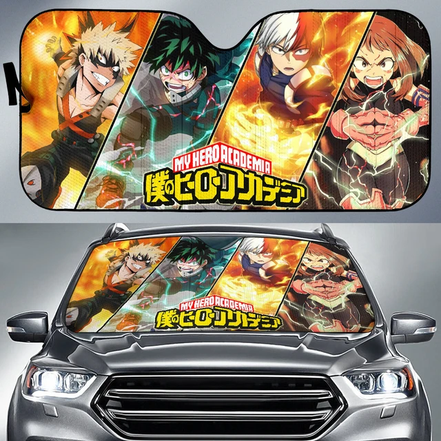 My foreAcademia-Pare-soleil de voiture Izuku Uraraka Bakugou Tpistolet oki  Anime, degré de chaleur, degré UV, conduite automobile - AliExpress