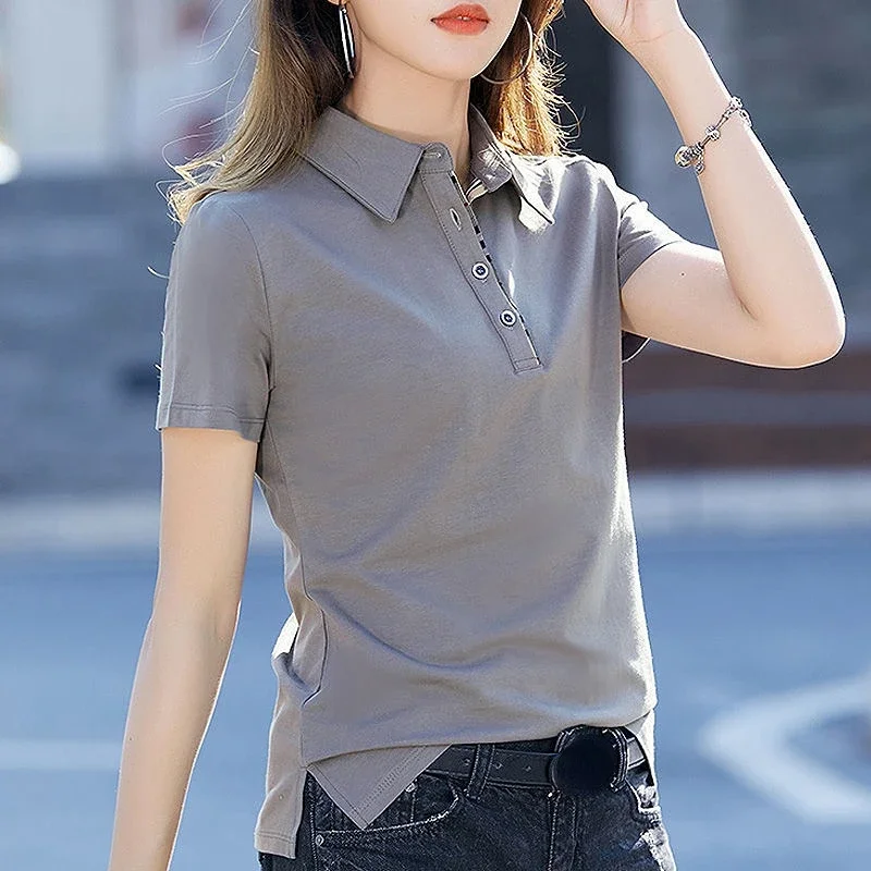 Pullover Original Top Y2k T Shirt Tall with Collar Vintage