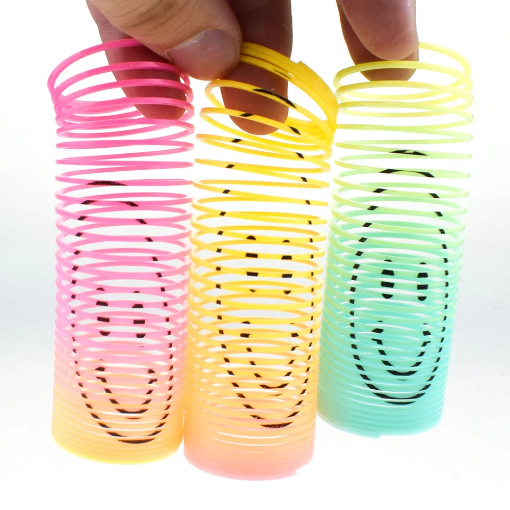 fidget toys stress relief toys 12PCS Rainbow Spring Ring Magical Toy Children Adult Stress Relief Elastic Rainbow Ring Magic Toy