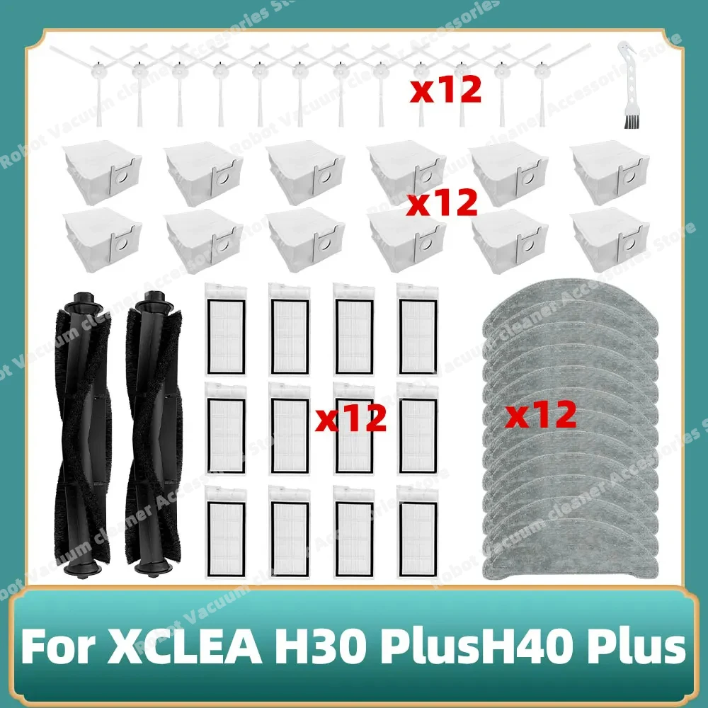 

For XCLEA H30 Plus/H40 Plus Robot Vacuum Cleaner Main Side Brush Hepa Filter Mop Cloths Dust Bags Accessories Replacement Parts
