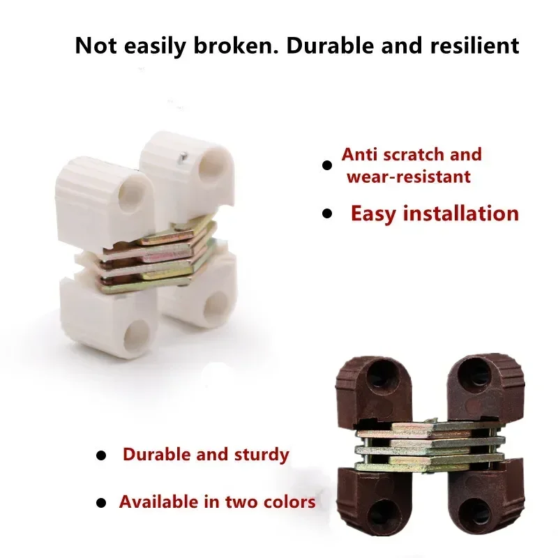 New 4Pcs Hidden-Hinges Plastic Iron Invisible Folding Door Cross Hinge Plastic Concealed Hinge Furniture Hardware Replacement