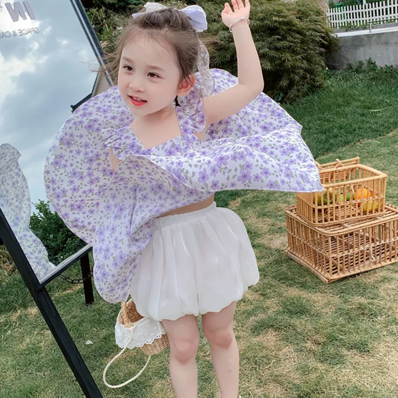 

Summer Casual Baby Girls' Elastic High-Waist Pumpkin Shorts Kids Lovely Flower Pants Children Outfits For 2-8 Years