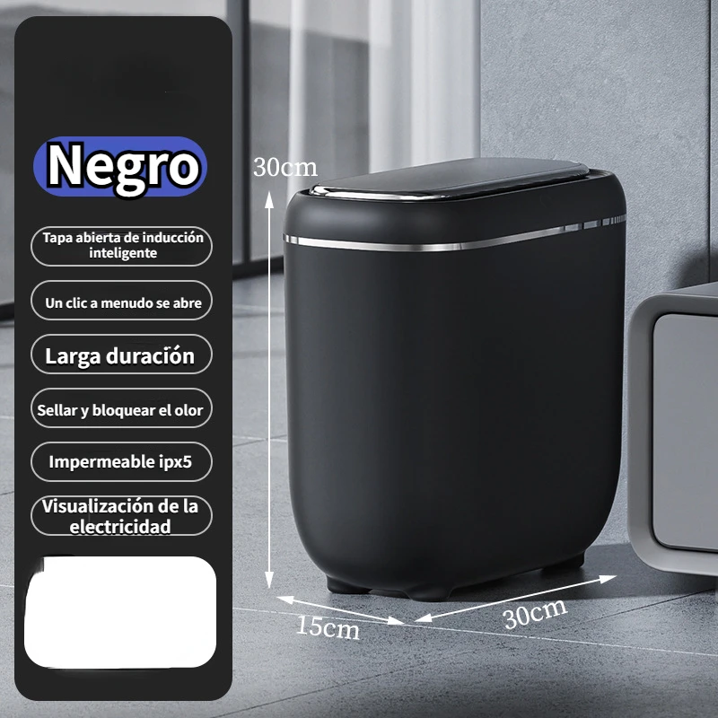 thumbnail image 1 of Papelera automática con sensor de 14 l, eléctrica, sin contacto, inteligente, para cocina, baño, impermeable, con tapa, para el hogar, 1 of 5