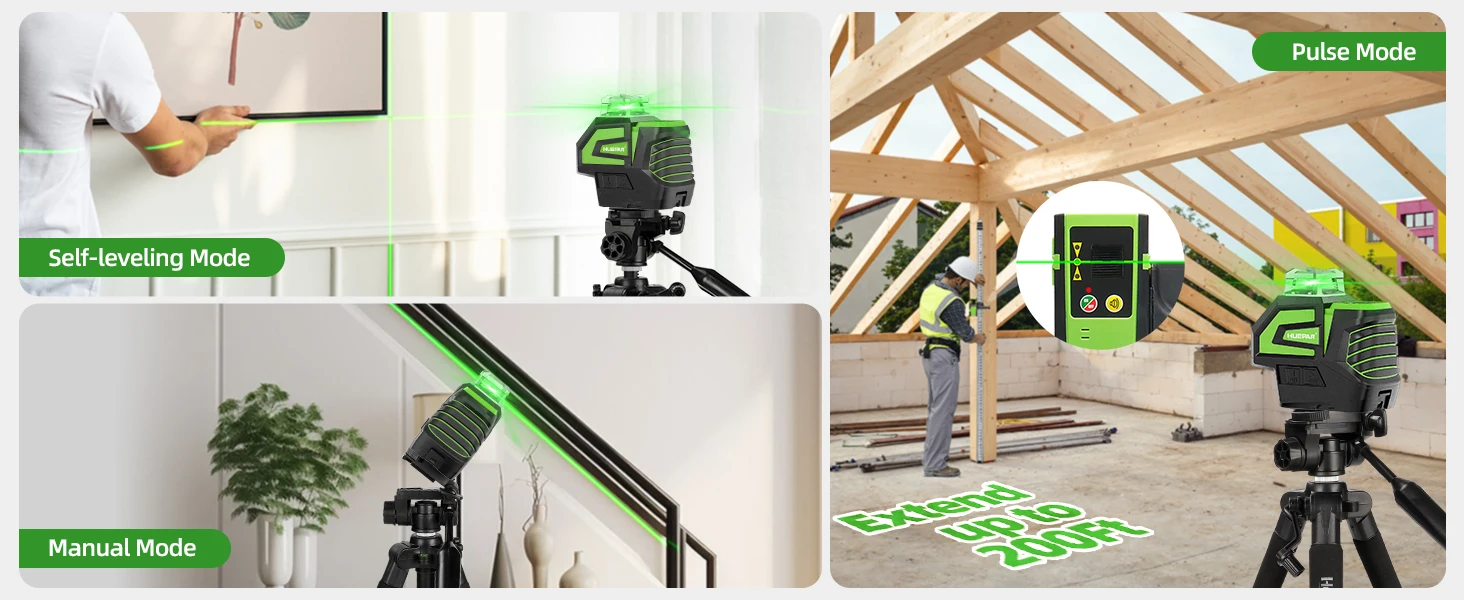360°Laser Level Green Beam Self-Leveling Multi-Lines Laser Level Tool With Plumb
