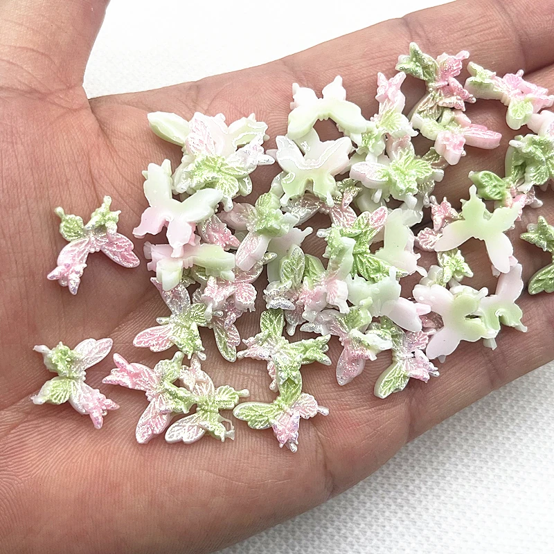 Set of 30 Glitter Resin Butterflies for Jewelry and Nail Art Crafts