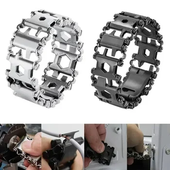 Multifunction Tool Bracelet Tread Bracelet Stainless Steel Bolt Driver Tools Kit Friendly Wearable Bike Multitool Outdoor Tool