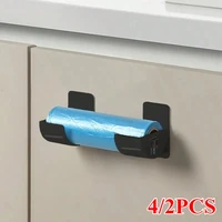4/2pcs Kitchen Bath Wall Mount Plastic Poly Trash Waste Bag Roll Holder Dispenser Freshness Film Roll Storage Rack for Closet 1