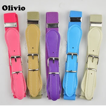 children candy Belt Girls and Boys elastic waist belt kids Pu leather high quality white red  grey strap belts 1