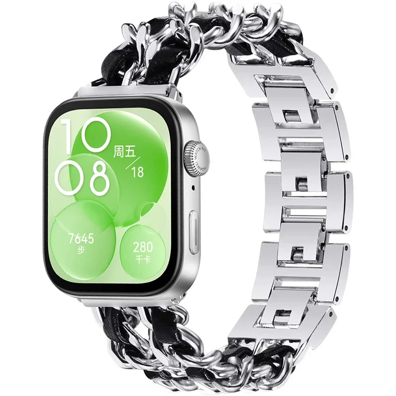 Exquisite Metal and Leather Replacement Bracelet Strap