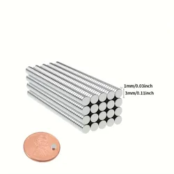 Compact Round Magnet for Versatile Applications - Ideal for Office, Refrigerator, and Fastening Needs (100pcs 3x1mm)