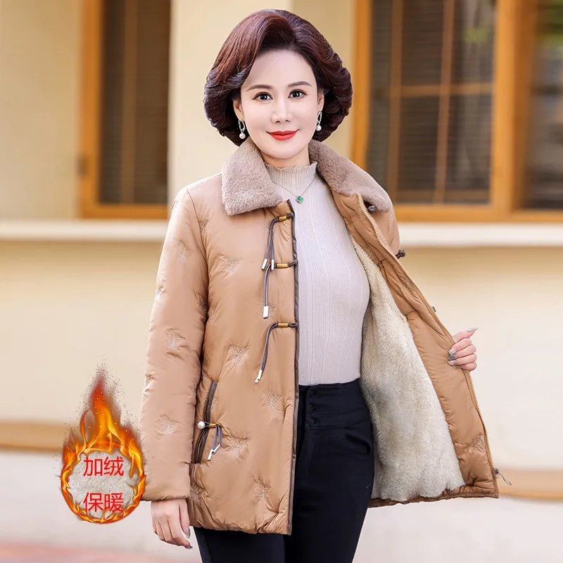 

Парка Новая Куртка пуховая куртка с хлопковой подкладкой ретро пальто с вышивкой плюшевая теплая зимняя одежда