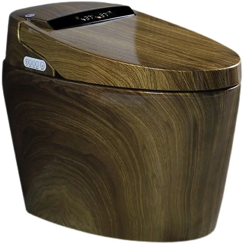 Wood grain smart toilet integrated automatic no water pressure limit remote control electric voice color