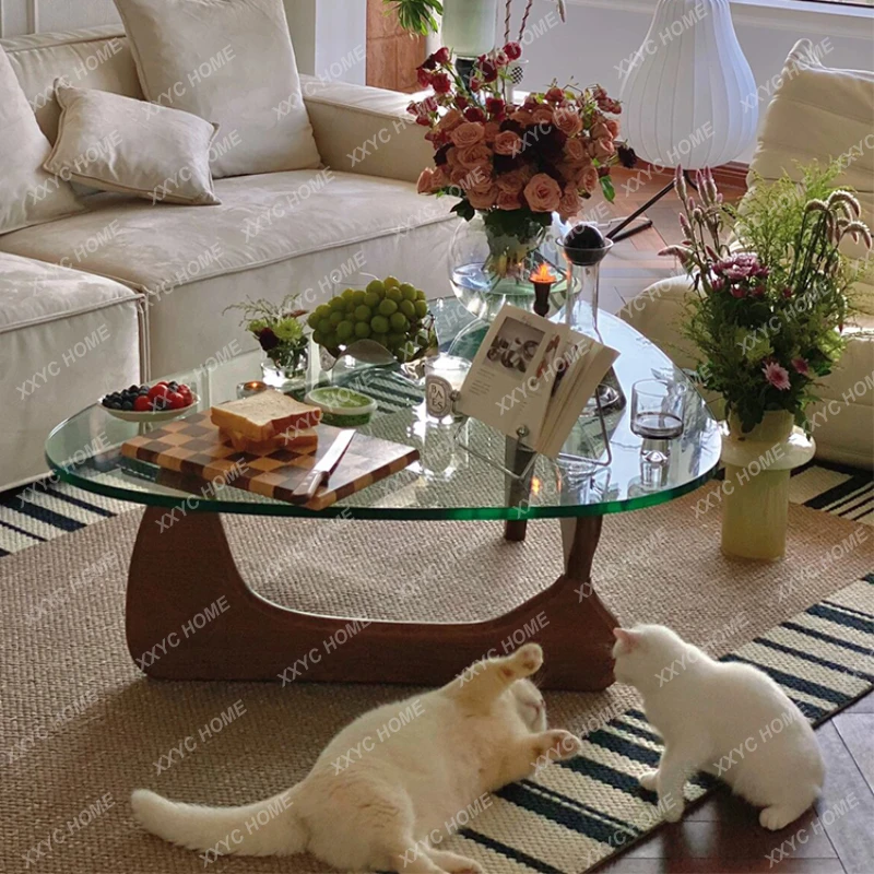 

Living Room Home Mid-Ancient Wild Mouth Yong Tea Table Shaped Solid Wood Retro Tea Table