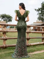 Elegant Black Evening Dresses Women 2025 Luxury Long Mermaid Formal Sequins V-neck Prom Wedding Party Cocktail Gown - Image 2