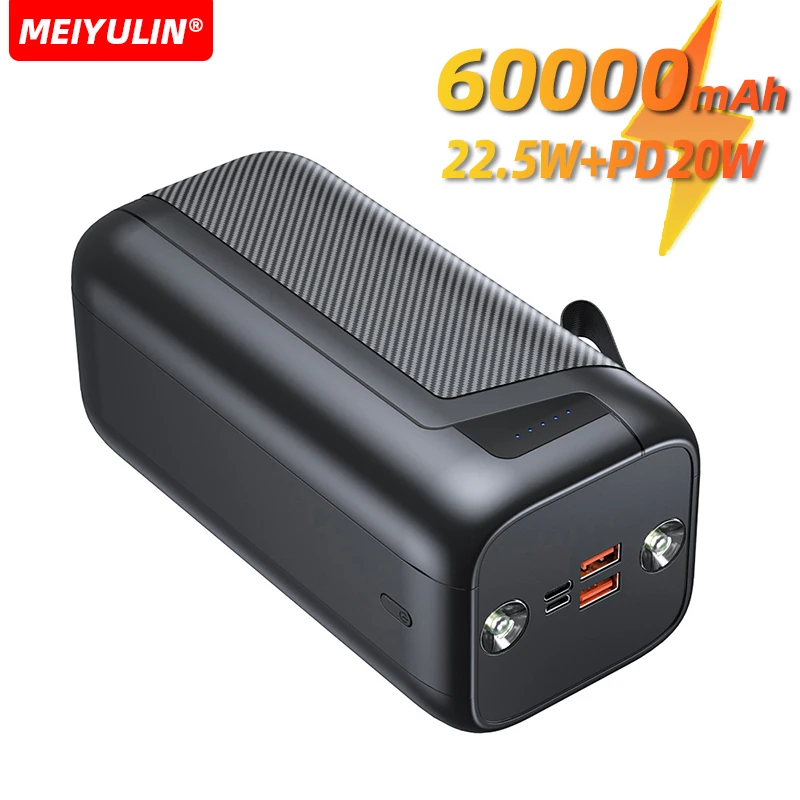 

Портативное зарядное устройство, 60000 мАч, 22,5 Вт, USB C PD QC 3,0