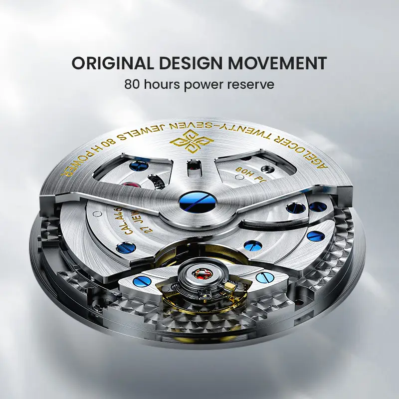 AGELOCER Original Budapest Watch Steel Strap Men's Business Dress Big Calendar Automatic Mechanical Watch Birthday Gift for Men - Image 4