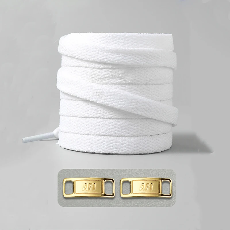 Timeless Black & White Flat Shoelaces with Metal Buckle Shoe Accessories