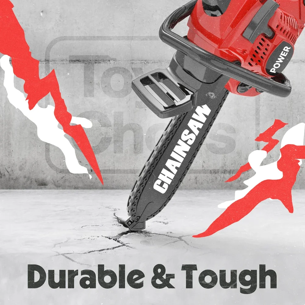WizKidz Toy Chainsaw for Kids Pretend Play Power Tool Set with Realistic Sounds Rotating Chain Outdoor Preschool Gardening Gift 5