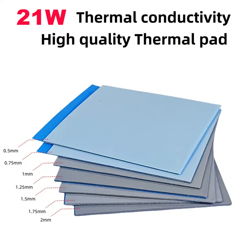 Thermal Pad 21W/mk 100X50 Thermal Conductive Pad Sheet 1mm 1.5mm 2mm 3mm 100X100 Silicon Thermal Gap Pads Cpu Gpu