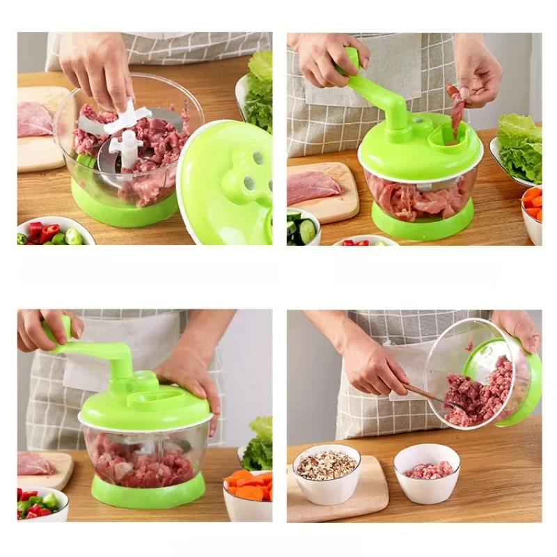 Powerful Manual Meat Grinder Hand-power Food Chopper Mincer Mixer Blender to Chop Meat Fruit Vegetable Nuts Shredders