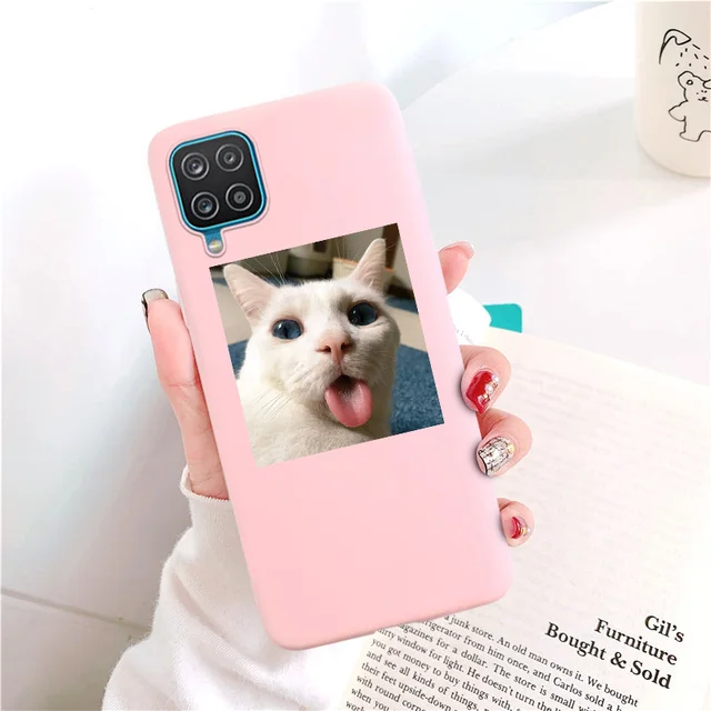 Candy Matte Soft TPU Case For Samsung Galaxy A12 Shockproof Silicone Back Cover For SamsungA12 A 12 SM-A125F Cases Red Cat Funda 009U133