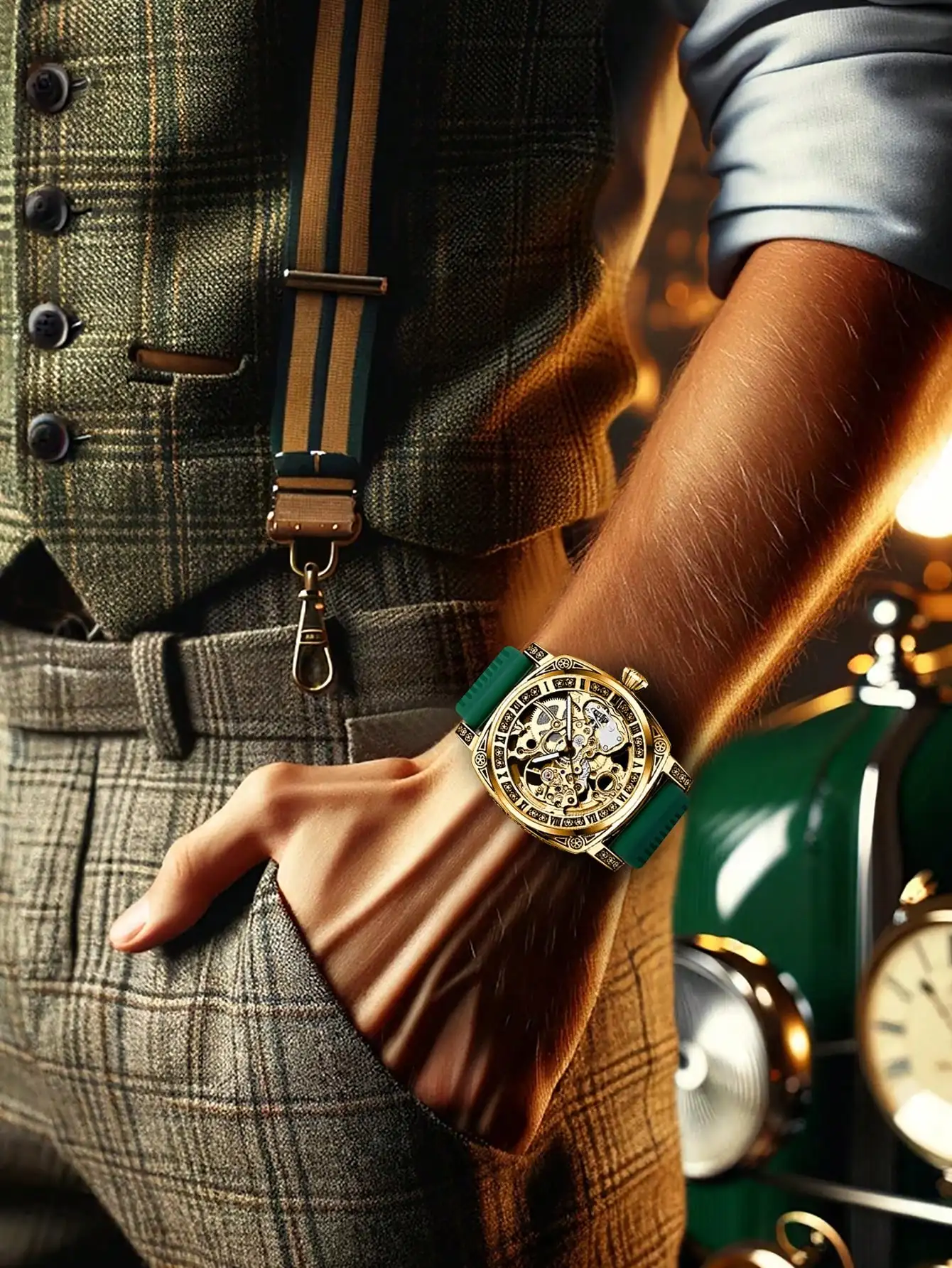 New Men Mechanical Watch Hollow out Fashion Retro luminous Business Leisure Fully Automatic Mechanical Man wrist watch