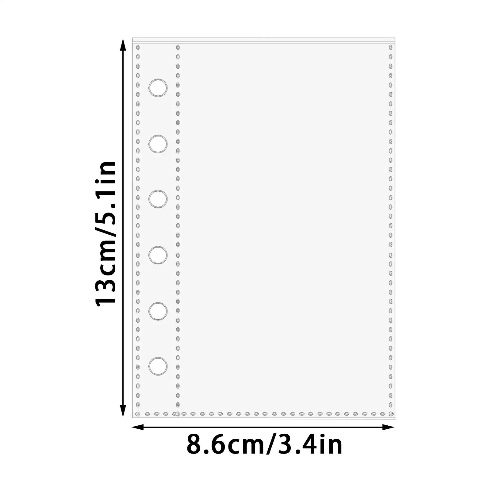 10Pcs A7 6-Ring Clear Binder Refills Clear Document Covers Sheet Protectors Punched Pocket Folder Sheet Protector for File Paper