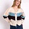 New Cardigan Casual Loose Korean Sweater Women Short Jacket O Neck Autumn New Retro Striped Knitted Outerwear Coats Clothing