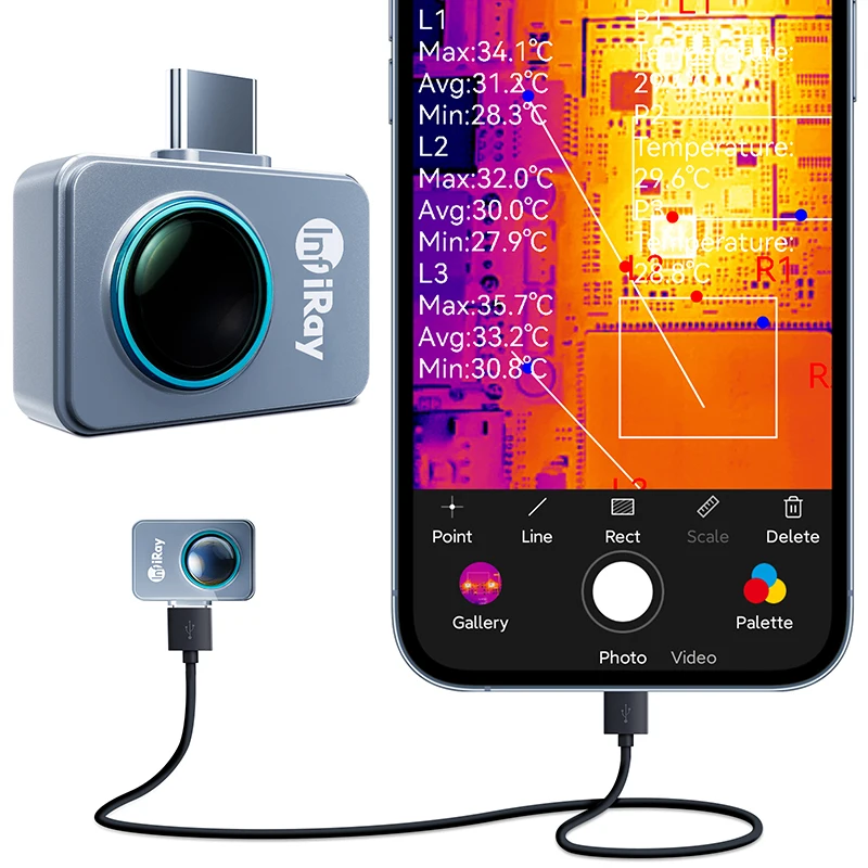 Thermal Camera For Android, Magnetic Macro Lens, 25Hz Infiray P2 Pro