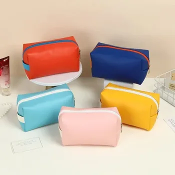 Borsa per il Trucco Portatile in Pelle PU, Stile Ins, Impermeabile, Leggera e Multifunzionale, Organizer per Cosmetici e Articoli da Toilette
