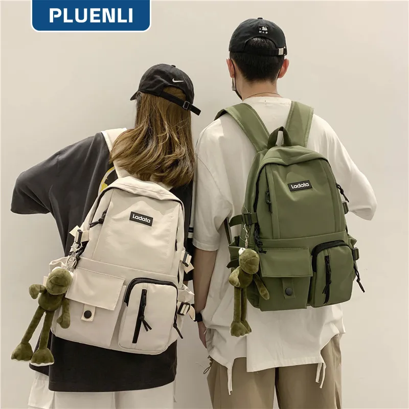 

PLUENLI New Korean Style Simple Student Schoolbag Anti-Theft Anti-Seismic Preppy Style Backpack Computer