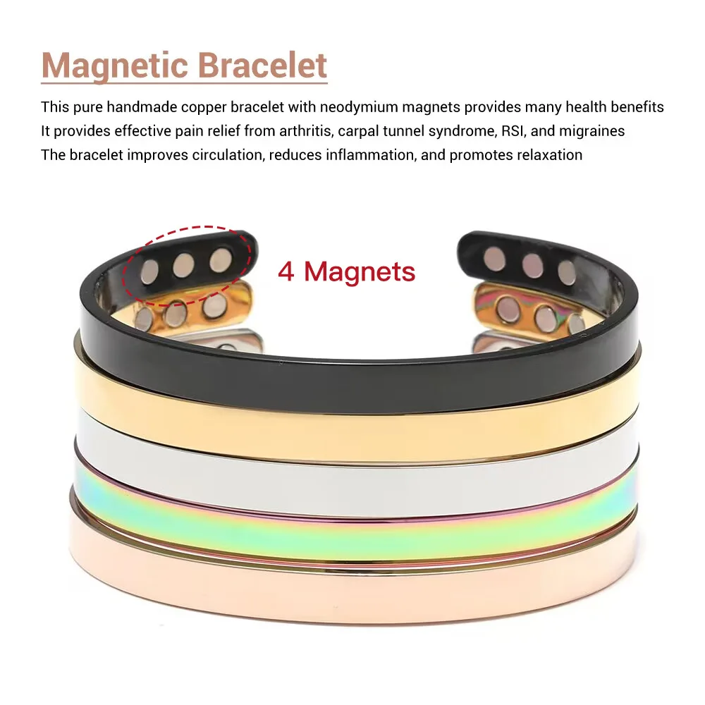 Elegant Titanium Steel & Copper Magnetic Bracelet – Adjustable Wellness Jewelry Gift