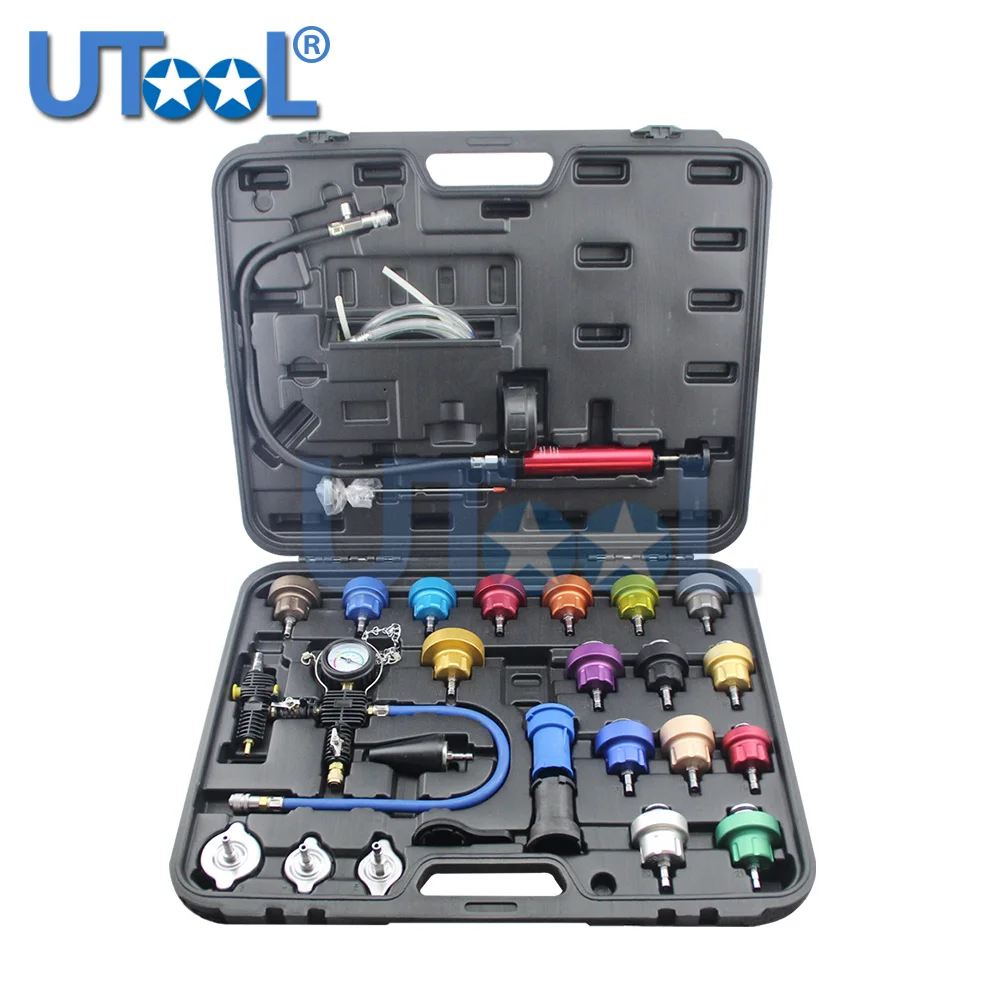 

27pcs Universal Radiator Pressure Tester Vacuum Type Cooling System Kit Coolant Replace Too Aluminum More Durable