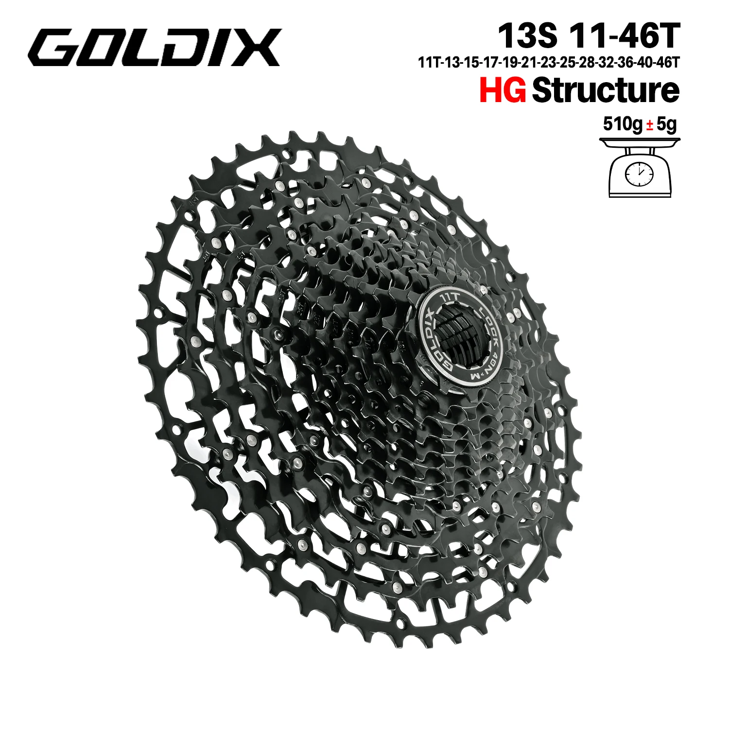 GOLDIX 13 Speed Ultralight Bicycle Cassette MTB Freewheel Carbon