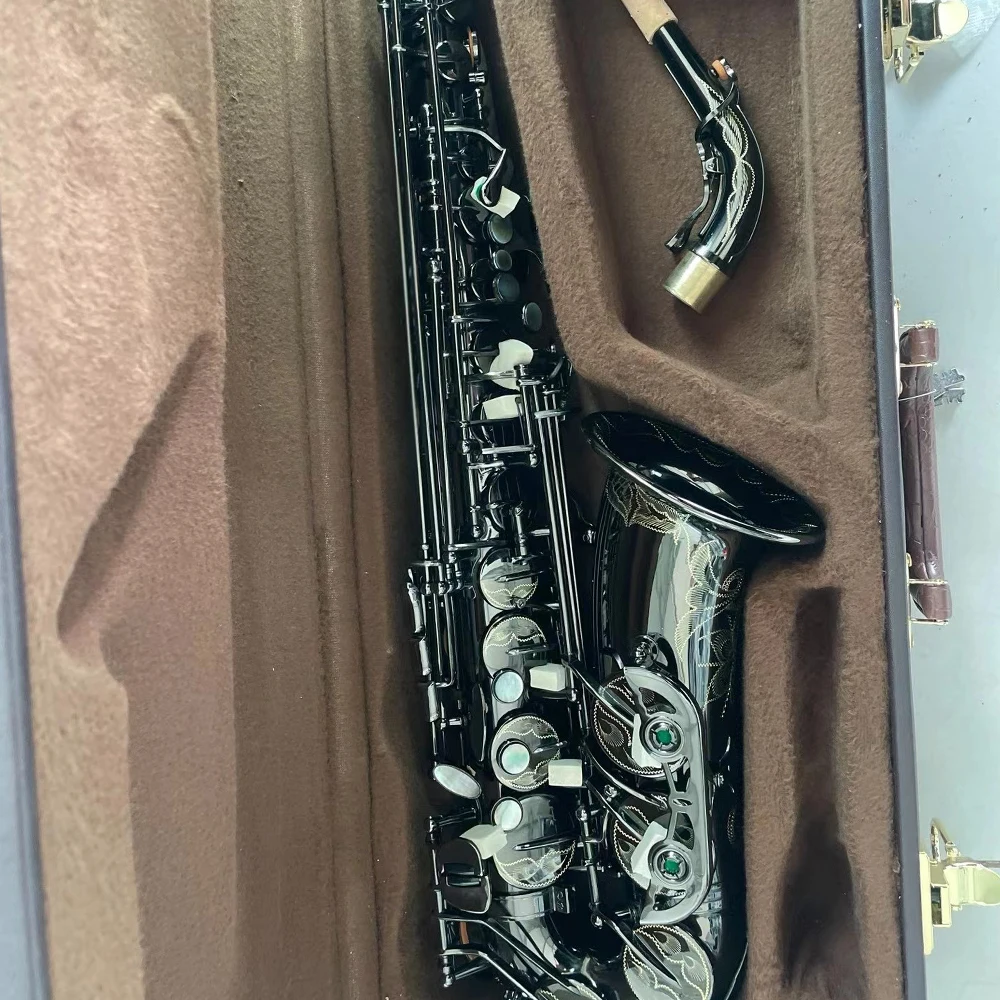 Professional 991 Alto Saxophone Eb Tune Black Gold Key Brass One to One Engraved Pattern
