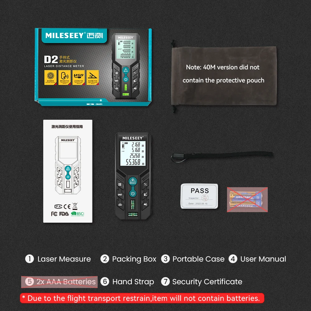 Mileseey D2 Distance Laser Meter 40M 120m