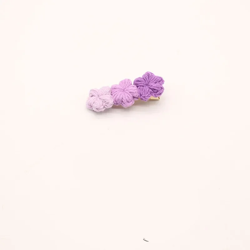 

1pc Hair Clip Handmade Woolen Knitted DIY Spring Universal Finished Flower Gradient Retro Small Fresh Banger Crochet Para Tejer
