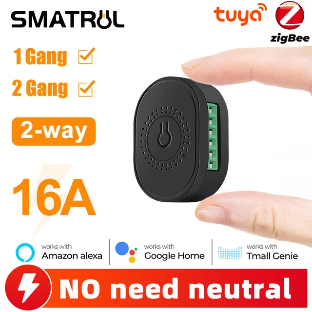 Interruptor Zigbee Preto Tuya 2 Teclas - Sem Neutro - Bivolt - Luminolândia